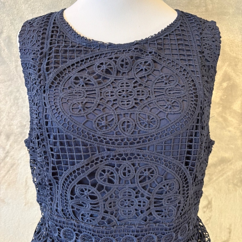 Miami Lace Boho Bohemian Sleeveless Midnight Blue Dress Sz L - Picture 3 of 12